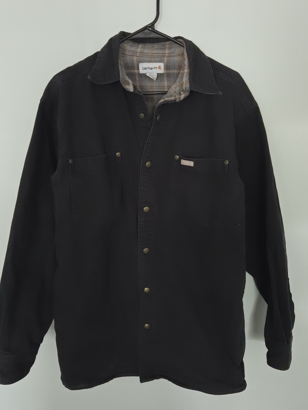 Carhartt Barn Jacket Black Plaid Carhartt Black Button-Front Size M - Picture 2 of 12